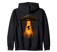 Bigfoot UFO Abduction Sasquatch Cryptid Alien Flying Saucer Zip Hoodie
