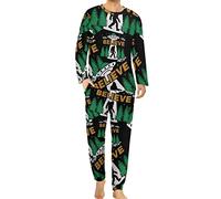 Bigfoot UFO Aliens BELIEVE Sasquatch Men's Pajamas Set Long-Sleeve Soft PJ Sleepwear Loungewear Nightwear Sleeping Suit L