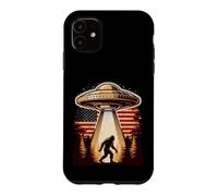 Bigfoot UFO American Flag Vintage Sasquatch Believer Case for iPhone 11