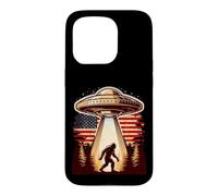 Bigfoot UFO American Flag Vintage Sasquatch Believer Case for iPhone 15 Pro