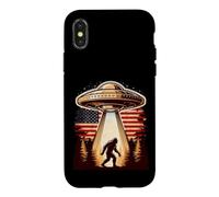 Bigfoot UFO American Flag Vintage Sasquatch Believer Case for iPhone X/XS