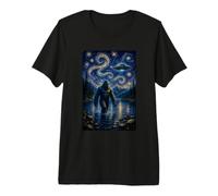 Bigfoot UFO Swirling Van Gogh Mysterious Starry Night Sky Premium T-Shirt