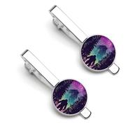 Bigfoot Under Northern Light Tie Clips for Men Classic Necktie Tie Bars Tie Pins for Wedding Business