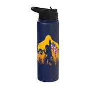 Bigfoot Victory Sign Sasquatch Yeti Hiking Seeking Patriotic Stainless Steel Insulated Water Bottle