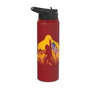 Bigfoot Victory Sign Sasquatch Yeti Hiking Seeking Patriotic Stainless Steel Insulated Water Bottle