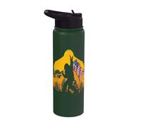 Bigfoot Victory Sign Sasquatch Yeti Hiking Seeking Patriotic Stainless Steel Insulated Water Bottle