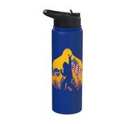 Bigfoot Victory Sign Sasquatch Yeti Hiking Seeking Patriotic Stainless Steel Insulated Water Bottle