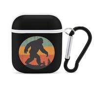Bigfoot Vintage Sasquatch Case Cover Compatible with AirPods 1&2 Protective PC Shell Carrying Case with Keychain