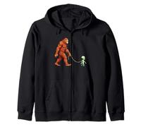 Bigfoot walking Alien for women men kids sasquatch UFO Zip Hoodie