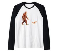 Bigfoot Walking Brittany Spaniel for Women Men Kids Dog mom Raglan Baseball Tee