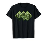 Bigfoot Walking Forest Sasquatch Woods Nature Trees Square Value Graphic T-Shirt, Men, Black, L