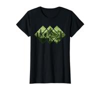 Bigfoot Walking Forest Sasquatch Woods Nature Trees Square Value Graphic T-Shirt, Women, Black, L