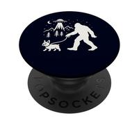 Bigfoot Walking French Bulldog Funny UFO Alien Sasquatch PopSockets Adhesive PopGrip