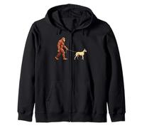 Bigfoot walking Great Dane for women men kids sasquatch dog Zip Hoodie