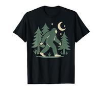 Bigfoot Walking Through Forest UnderCrescent Moon T-Shirt
