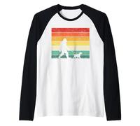 Bigfoot Walking with a Brittany Spaniel Dog pet Vintage Raglan Baseball Tee