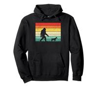 Bigfoot walking with a Doberman pinscher pet vintage Pullover Hoodie