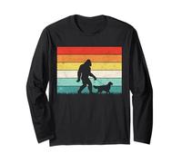 Bigfoot Walking with a Golden Retriever Dog pet Vintage Long Sleeve T-Shirt