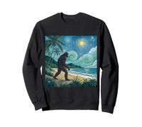 Bigfoot Walks the Beach Under Starry Tropical Sky Sweatshirt
