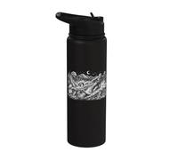 Bigfoot Water Skiing Nessie Cryptid Sasquatch Lake Adventure Stainless Steel Insulated Water Bottle