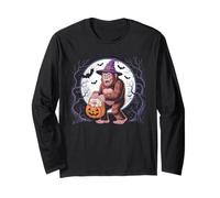 Bigfoot Witch Pumpkin Halloween Girls Women Sasquatch Lovers Long Sleeve T-Shirt