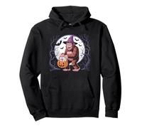 Bigfoot Witch Pumpkin Halloween Girls Women Sasquatch Lovers Pullover Hoodie