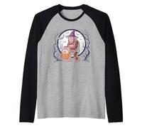 Bigfoot Witch Pumpkin Halloween Girls Women Sasquatch Lovers Raglan Baseball Tee