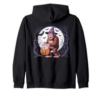 Bigfoot Witch Pumpkin Halloween Girls Women Sasquatch Lovers Zip Hoodie