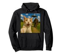 Bigfoot with Cat Joke Graphic for Cat People Pullover Hoodie