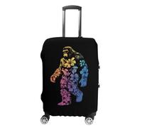 Bigfoot with Hawaiian Flower Travel Luggage Case Cover Washable Suitcase Protector Funny Protective Baggage Fits 19-32 Inch