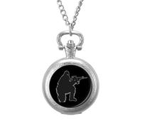 Bigfoot with Rifle Sasquatch 2nd Amendment Gun Pocket Watch Vintage Quartz Pocket Watches with Chain for Men Women Silver-Style