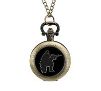 Bigfoot with Rifle Sasquatch 2nd Amendment Gun Pocket Watch Vintage Quartz Pocket Watches with Chain for Men Women Coppery-Style