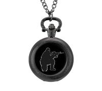 Bigfoot with Rifle Sasquatch 2nd Amendment Gun Pocket Watch Vintage Quartz Pocket Watches with Chain for Men Women Black-Style