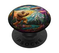 Bigfoot With UFO Round Fantasy Artwork PopSockets Adhesive PopGrip