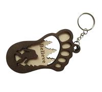 Bigfoot Wooden Keychain - Unique Handmade Keyring Accessory for Men | Novelty Bigfoot Gifts for Cryptid Enthusiasts