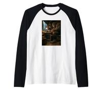 Bigfoot Writing Typewriter - Funny Sasquatch Book Author Raglan Baseball Tee