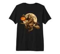 Bigfoot Yeti Jack O Lantern Pumpkin Full Moon Broomstick Premium T-Shirt