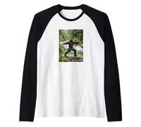 Bigfoot Yoga Warrior Pose Funny Sasquatch Meditation Raglan Baseball Tee