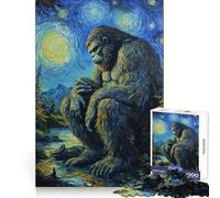 Bigfoot's Midnight Contemplation Hard Jigsaw Puzzle for Adults 1000 Pieces Smart Challenge Leisure Escape Fine Lock Thoughtful Gift (38x26cm)