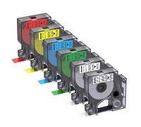 Bigger Compatible Label Tapes Replacement for DYMO D1 Label Tapes Color Combo Set (45010 45013 45016 45017 45018 45019) Compatible with DYMO LabelManager 160 280 420P 220P 360D 450 210D, 6-Pack