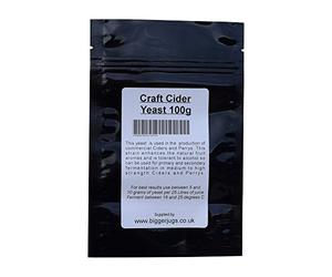Bigger Jugs Craft Cider Yeast 100g in Heavy Duty Resealable Pouch - for Rapid Clean Fermentation of All Types of Cider & Perrys Home Brew Homebrew Homemade