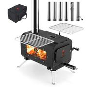 BiggerFire Camping Tent Stove with 6 Chimney Pipes,Portable Wood Burning Stove and Carrying Bag for Outdoor Cooking Heater Log Burner Tent Shelter Garden