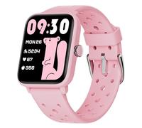 BIGGERFIVE Smart Watch for Kids without APP, Fitness Tracker Watch Pedometer, Heart Rate, 5ATM Waterproof, Sleep Monitor, Calorie Step Counter, Games, Vibrate Alarm Clock for Girls 5-14, Porous Pink