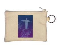 Biggest Jesus Christ Statue Photo Art Key Chain Coin Purse Beige