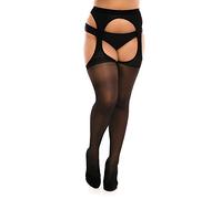 BIGGI BIG Women's Heaven 20 Ouvert Strumpfhose Große Größen Crotchless tights, Schwarz, 54/56 (4XL)