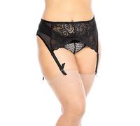 BIGGI BIG Women's Suspender Strumpfgütel Strapsgütel Strumpfhalter Strapshalter Große Größen garter belt, 100 denier, Schwarz, 52/54 (3XL)