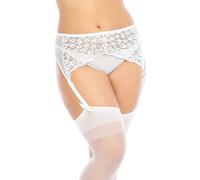 BIGGI BIG Women's Suspender Strumpfgütel Strapsgütel Strumpfhalter Strapshalter Große Größen Garter Belt, 100 denier, Weiß, 56/58 (5XL)