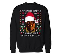 Biggie Wonder Why Christmas Xmas Gift Ugly Funny Long Sleeve Sweatshirt Black (XXL)