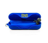 BiggieStraw Extra Wide Collapsible, Reusable Straw | Smoothies, Milkshakes, Boba, Bubble Tea | Travel Case, Cleaning Tool, Angled Tip | Easy Clean | BPA Free Silicone | Eco-Friendly | Blowhole Blue