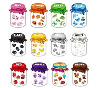 BIgGouannie 12 Pcs Magnetic Colour Sorting Toys with 60 Vibrant Learning Shapes,Educational Colour Sorting Set for Whiteboard, Multi-Purpose Magnetic Figures for Toddlers Ages 2-6